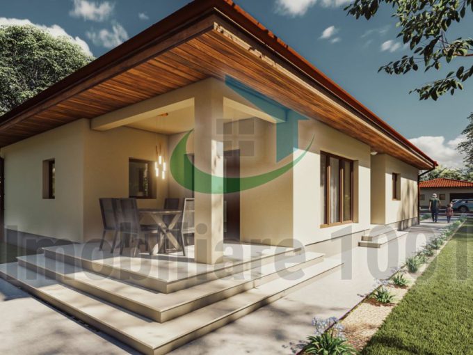 Groși, casă în cartier nou rezidențial, suprafață utilă 127 mp, cu terasă acoperită și garaj, 550 mp de teren